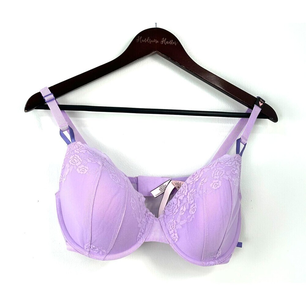 New Victorias Secret VS Womens Lined Demi Light Purple Lace Underwire Bra 36DD - Picture 2 of 10